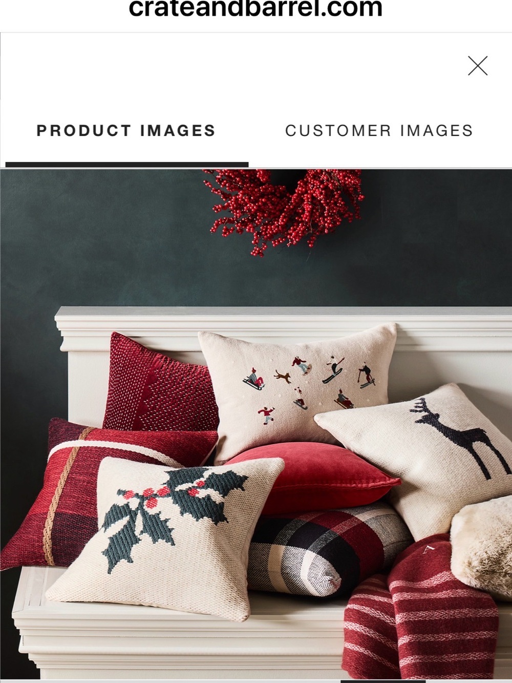2-Crate&Barrel Red, Black and Cream Plaid Accent Pillow - Picture 2 of 7